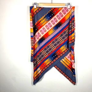 Venus blue and orange faux wrap skirt size large